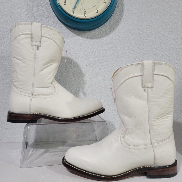 Justin Holland 10" Roper Boots Womens Size 9.5  White New - Picture 3 of 9